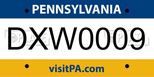 DXW0009 Pennsylvania License Plate