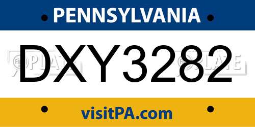 DXY3282 Pennsylvania License Plate