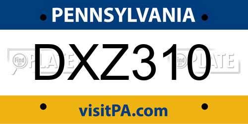 DXZ310 Pennsylvania License Plate