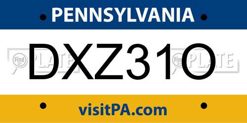 DXZ31O Pennsylvania License Plate