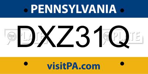DXZ31Q Pennsylvania License Plate