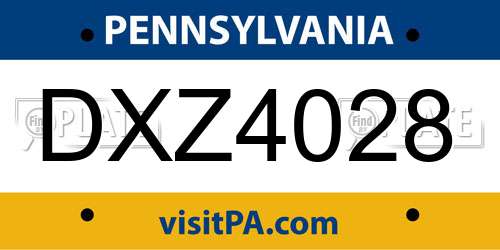 DXZ4028 Pennsylvania License Plate