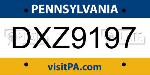 DXZ9197 Pennsylvania License Plate