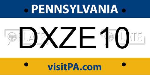 DXZE10 Pennsylvania License Plate