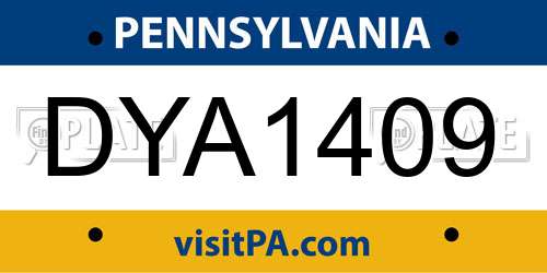 DYA1409 Pennsylvania License Plate