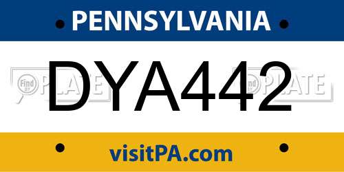 DYA442 Pennsylvania License Plate