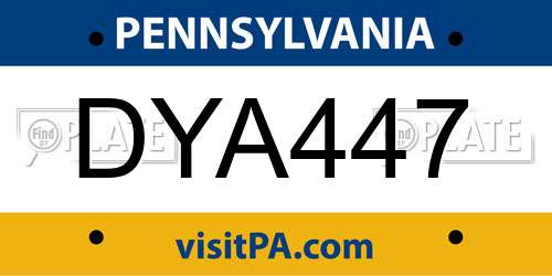 DYA447 Pennsylvania License Plate