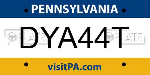 DYA44T Pennsylvania License Plate