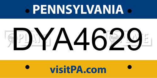 DYA4629 Pennsylvania License Plate