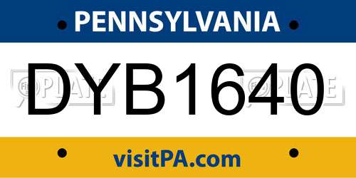 DYB1640 Pennsylvania License Plate