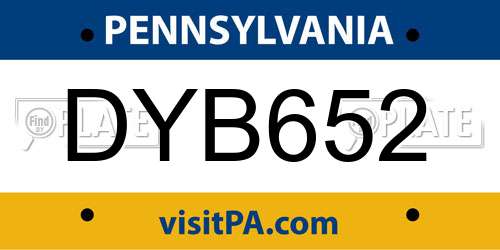 DYB652 Pennsylvania License Plate