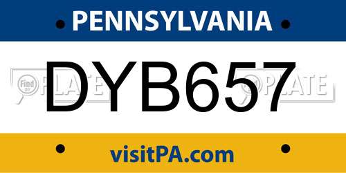 DYB657 Pennsylvania License Plate