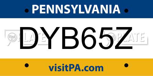 DYB65Z Pennsylvania License Plate