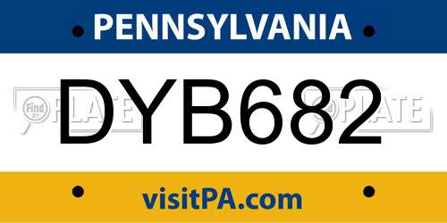 DYB682 Pennsylvania License Plate