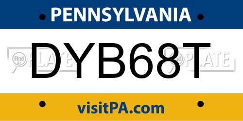 DYB68T Pennsylvania License Plate