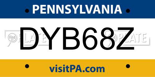 DYB68Z Pennsylvania License Plate