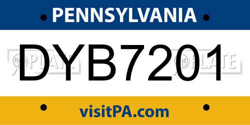 DYB7201 Pennsylvania License Plate