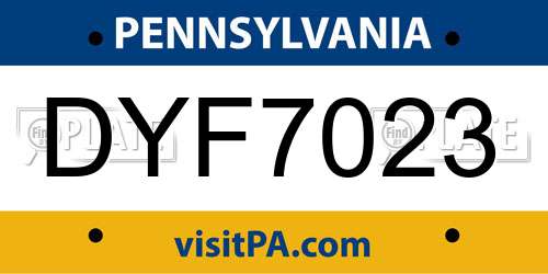DYF7023 Pennsylvania License Plate