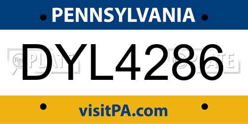 DYL4286 Pennsylvania License Plate
