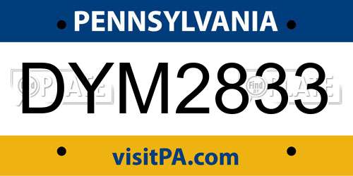 DYM2833 Pennsylvania License Plate