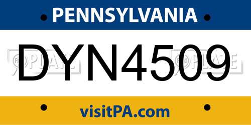 DYN4509 Pennsylvania License Plate
