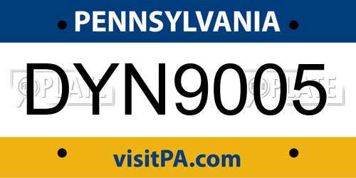 DYN9005 Pennsylvania License Plate