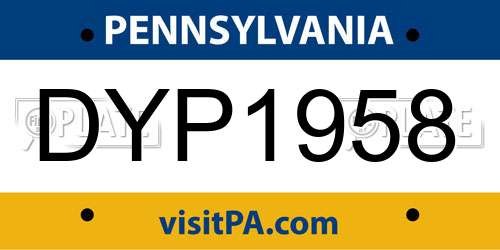 DYP1958 Pennsylvania License Plate