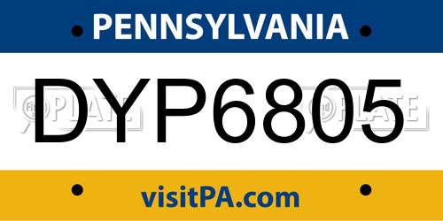 DYP6805 Pennsylvania License Plate