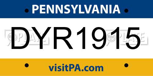 DYR1915 Pennsylvania License Plate
