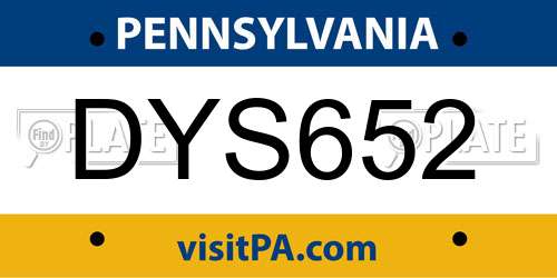 DYS652 Pennsylvania License Plate