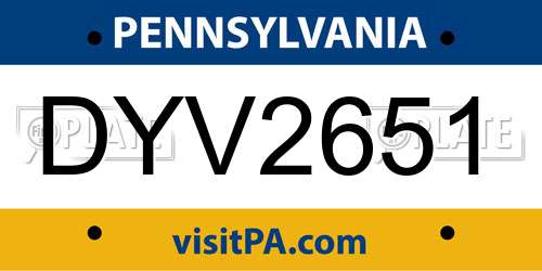 DYV2651 Pennsylvania License Plate