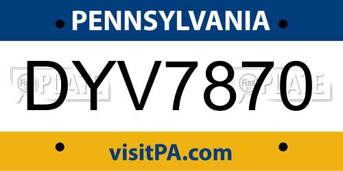 DYV7870 Pennsylvania License Plate