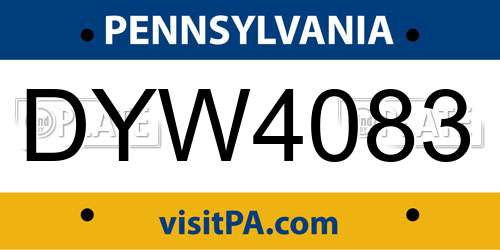 DYW4083 Pennsylvania License Plate