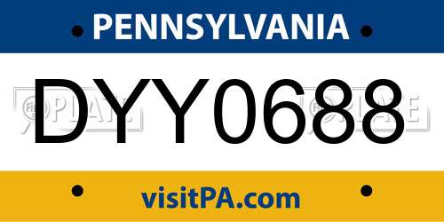 DYY0688 Pennsylvania License Plate