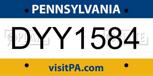 DYY1584 Pennsylvania License Plate