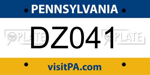 DZ041 Pennsylvania License Plate