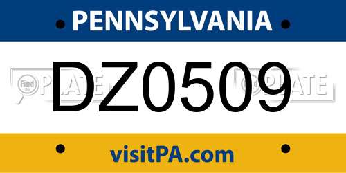 DZ0509 Pennsylvania License Plate