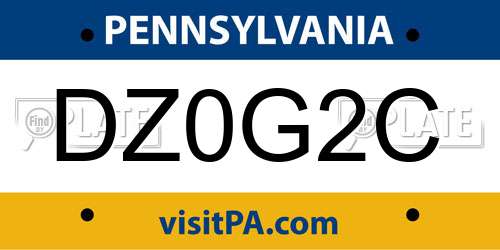 DZ0G2C Pennsylvania License Plate