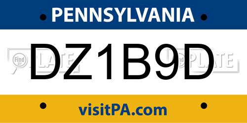 DZ1B9D Pennsylvania License Plate