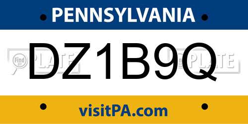 DZ1B9Q Pennsylvania License Plate