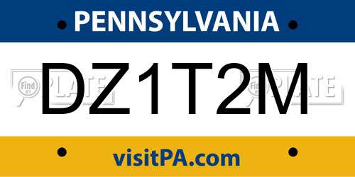 DZ1T2M Pennsylvania License Plate