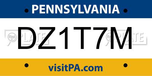 DZ1T7M Pennsylvania License Plate