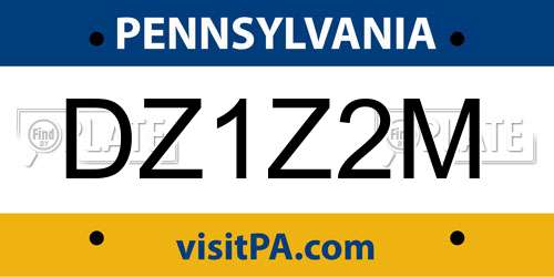 DZ1Z2M Pennsylvania License Plate