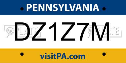 DZ1Z7M Pennsylvania License Plate
