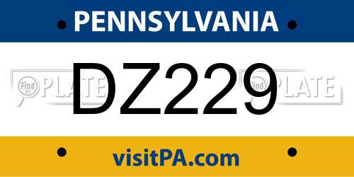 DZ229 Pennsylvania License Plate