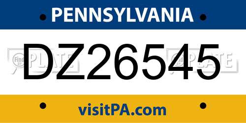 DZ26545 Pennsylvania License Plate