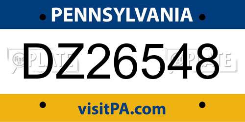 DZ26548 Pennsylvania License Plate