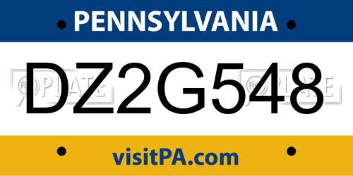 DZ2G548 Pennsylvania License Plate