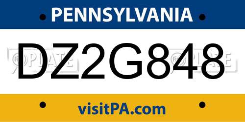 DZ2G848 Pennsylvania License Plate