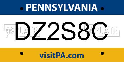 DZ2S8C Pennsylvania License Plate